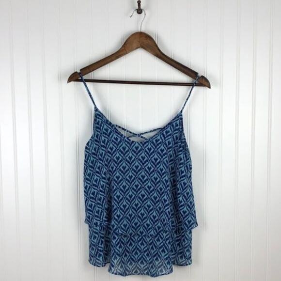 Miami Blue Geometric Pattern Spaghetti Strap Strappy Multi Top - Picture 2 of 5